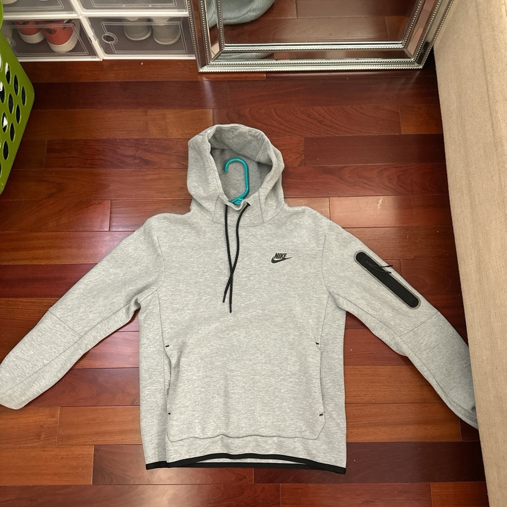 Nike Light Gray Hoodie with Black Drawstrings